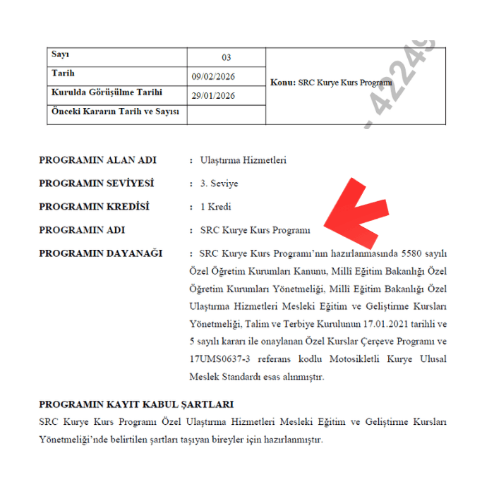SRC Kurye Belgesi Kayıtları Başladı