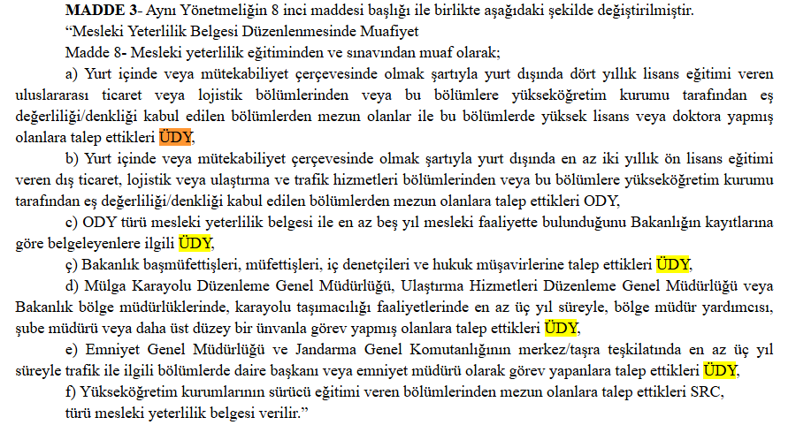 ÜDY Belgesi Alma Şartları