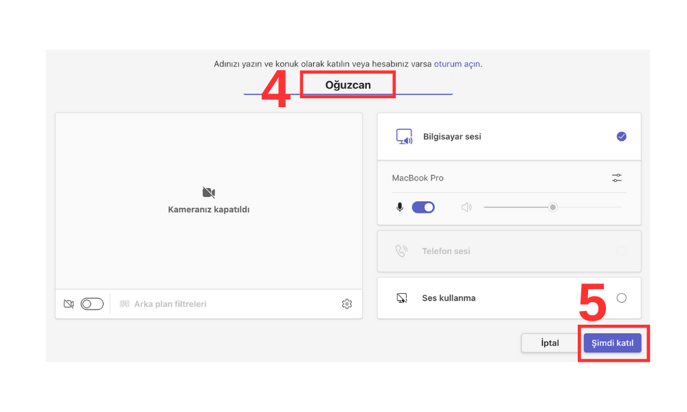 Devamsızlık hakkını kullanmak isteyen ama eğitimden geri kalmamak isteyen adaylarımız eğitime bağlanabilmek için son aşama adınızı yazıyor ve katıl butonu ile eğitime katılıyoruz.
