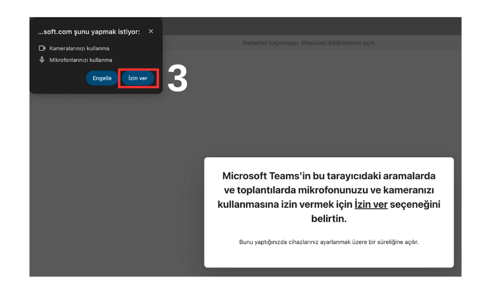 Ses izini vermeniz gerekir. Eğitime sesli olarak katılabilir ve eğitmeni dinleyebilirsiniz.