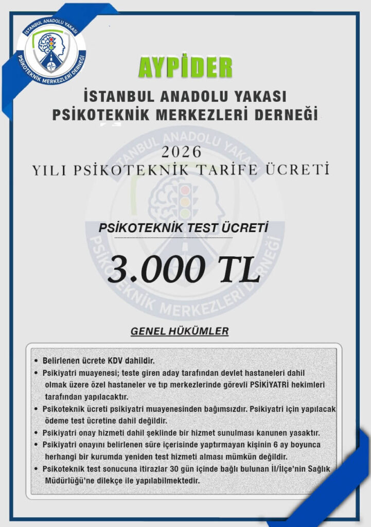2026 Pendik Psikoteknik Belgesi Fiyatı