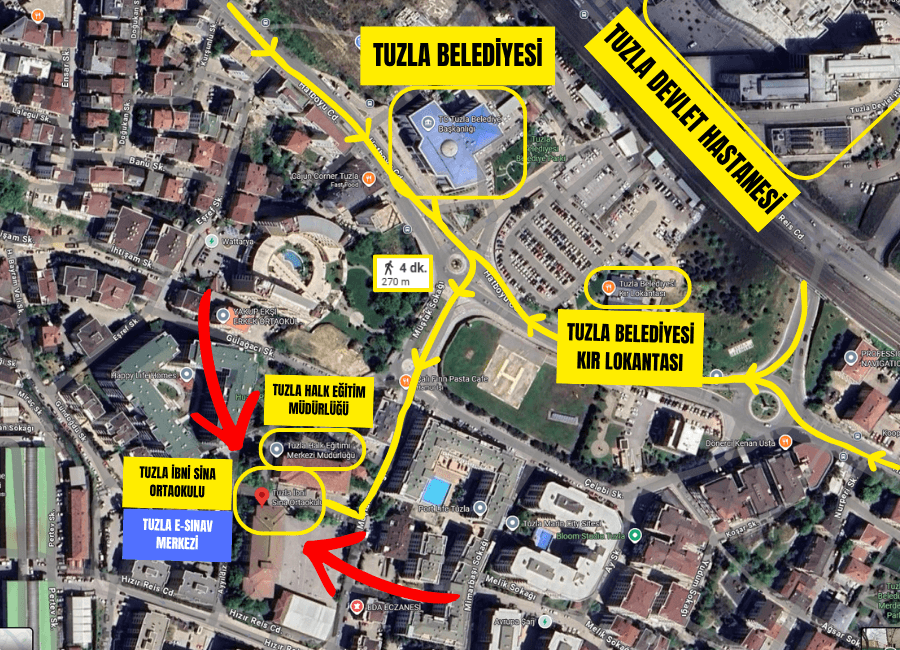 SRC Belgesi, ODY, ÜDY Belgesi ve SRC Kurye ESınav Merkezi Kroki